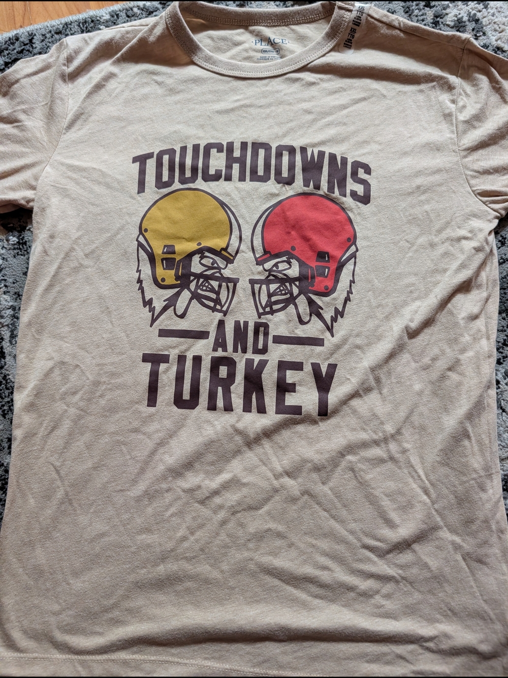 The Children's Place 'Touchdowns and Turkey' Short Sleeve Tee - Cream